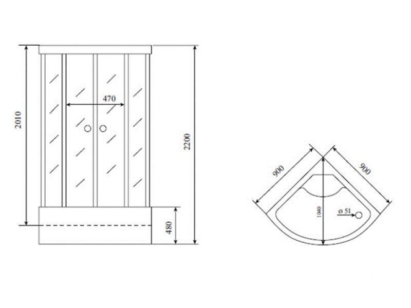 Купить Душевая кабина Timo Standart Т-6690 Black 90 x 90 см, с крышей, с донным клапаном, черный