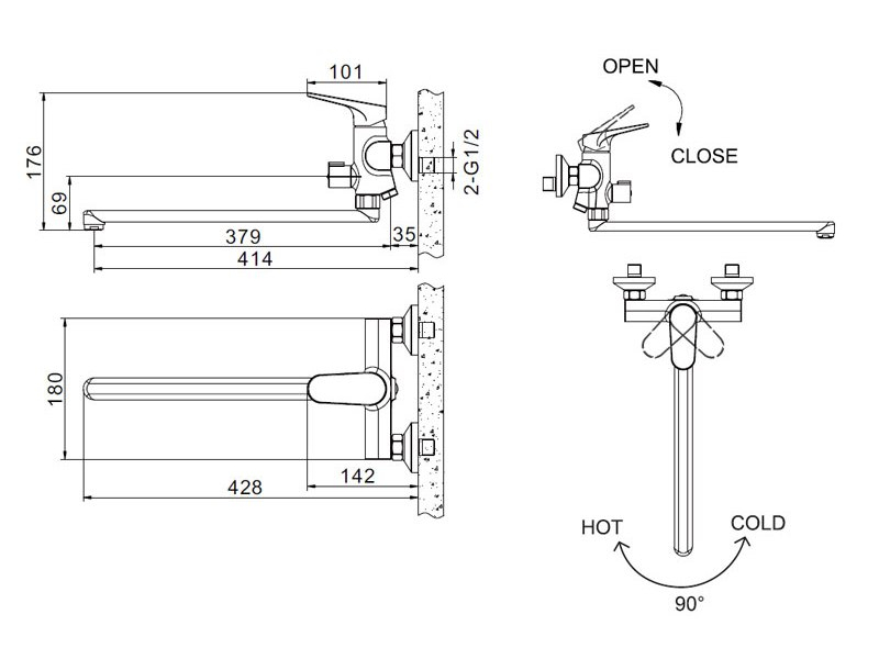 Купить Смеситель Bravat Eler F6191238CP-01L-RUS для ванны и душа