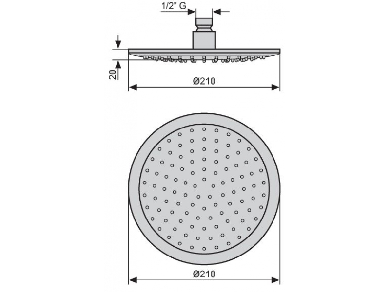 Купить Верхний душ Emmevi C06674CR, D210х20 мм, 1 режим струи, без держателя, хром