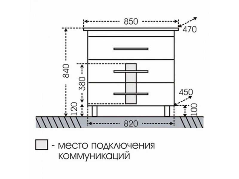 Купить Тумба для умывальника СаНта Вегас 85, 226032, напольная, 2 ящика, цвет белый