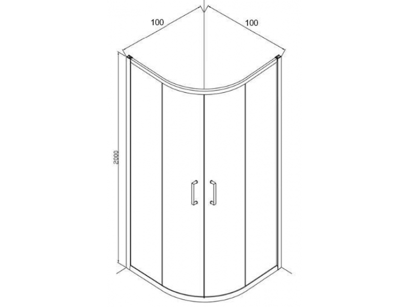 Купить Душевой уголок Bravat Line BS100.1201A, 100 x 100 x 200 см, двери раздвижные, стекло прозрачное, хром