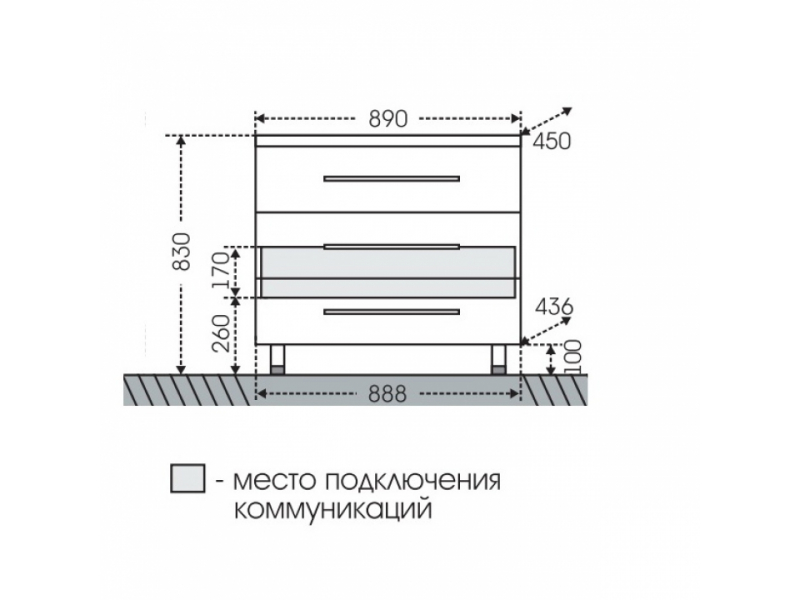 Купить Тумба под раковину СаНта Омега 90 207040, напольная