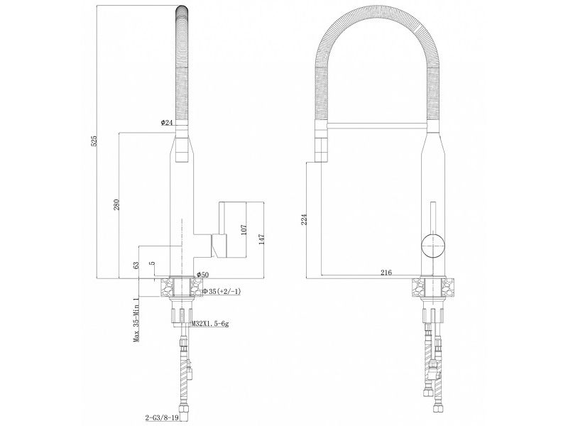 Купить Смеситель Zorg Steel Hammer SH 6022 INOX для кухни с гибким изливом, брашированная матовая нержавеющая сталь