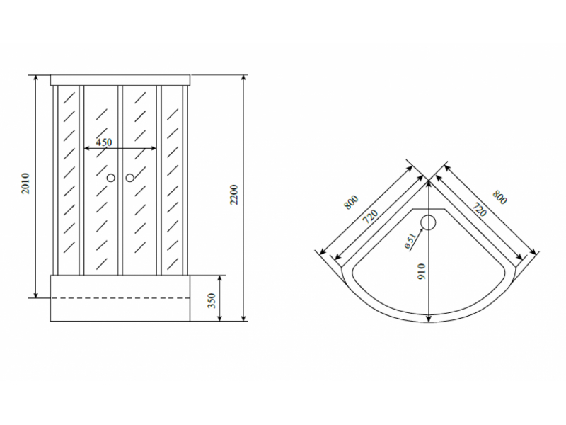 Купить Душевая кабина Timo Standart Т-6680 Silver 80 x 80 см, с крышей, с донным клапаном, хром