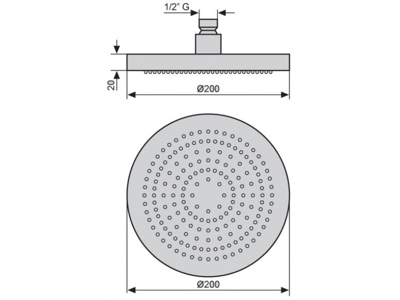 Купить Верхний душ Emmevi C00662CR, D200х200 мм, 1 режим струи, без держателя, хром