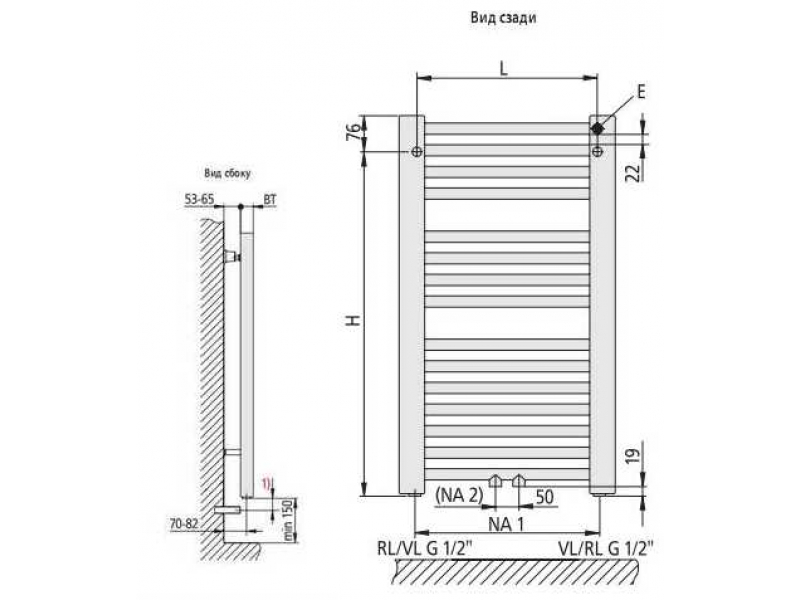 Купить Полотенцесушитель Kermi Basic-50, E001M1200602XXK, высота 60 см, ширина 117,2 см, RAL 9016 (белый)