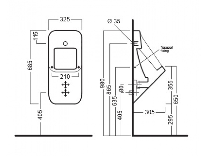 Купить Писсуар Hatria Fusion Q YXC301 подвесной