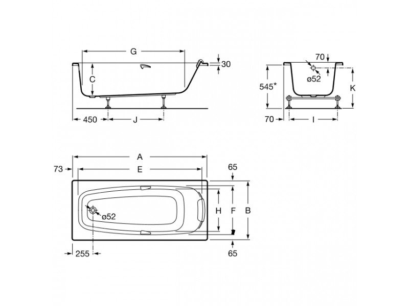 Купить Акриловая ванна Roca Sureste 170x70 ZRU9302769