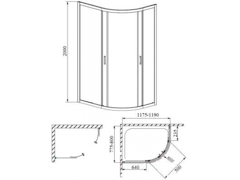 Купить Душевой уголок Bravat Drop BS1280.1200AR, 80 x 120 x 200 мм, стекло прозрачное, профиль хром