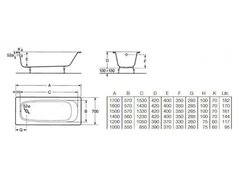 Купить Чугунная ванна Roca Continental 21290300R, 150 x 70 см