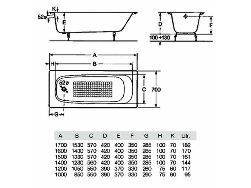 Купить Ванна чугунная 140x70 Roca Continental 212904001