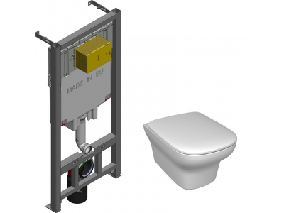 Инсталляция Jacob Delafon E29025 с безободковым унитазом Vox EDM102, сиденье микролифт, комплект E21772RU-00 (E29025+EDM102+E20142)