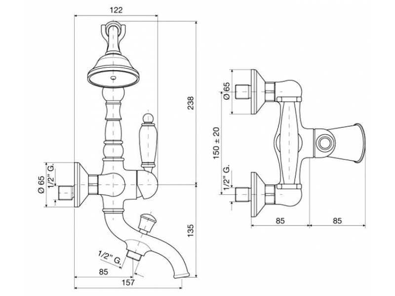 Купить Смеситель для ванны и душа Emmevi Laguna 40011OR, золото