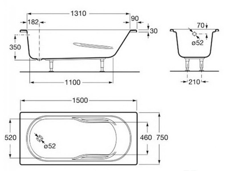 Купить Ванна акриловая Roca Genova N 150 x 75 см ZRU9302894