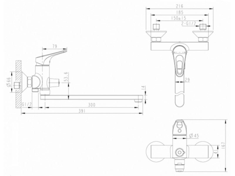 Купить Смеситель Bravat Drop-D для ванны, хром, F648162C-01A