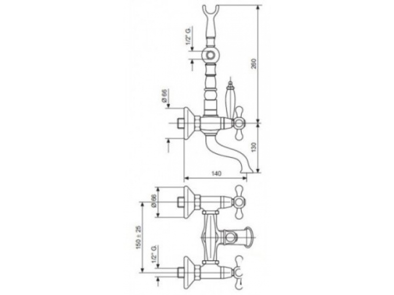 Купить Смеситель для ванны и душа Emmevi Deco Ceramic 121611CR, хром