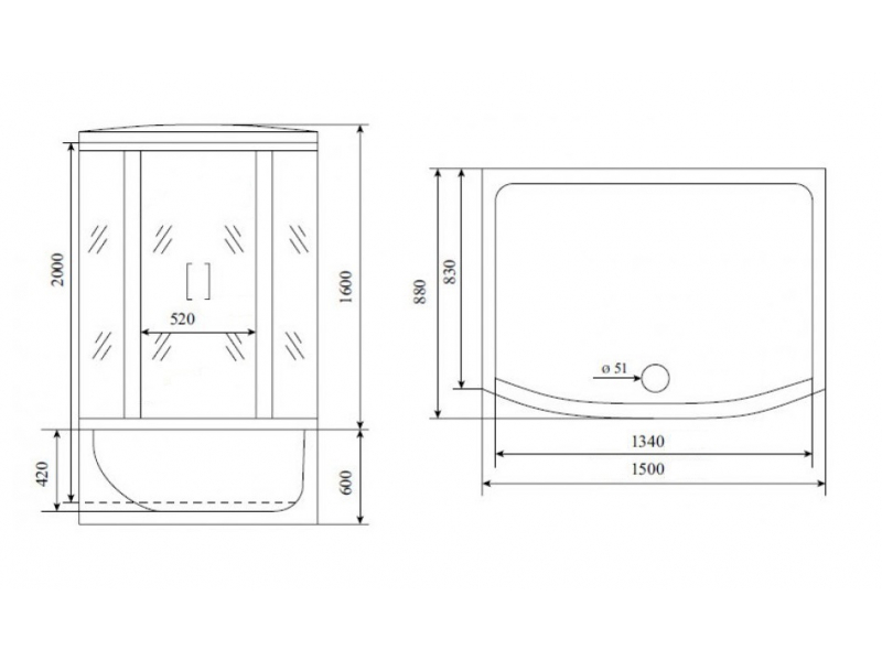 Купить Душевая кабина Timo Standart Т-6650 Black 150 x 88 см, с крышей, черный