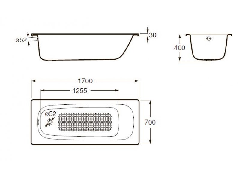 Купить Ванна Roca Contesa 170x70 (сталь) 237760000, стальной лист 3.5 мм