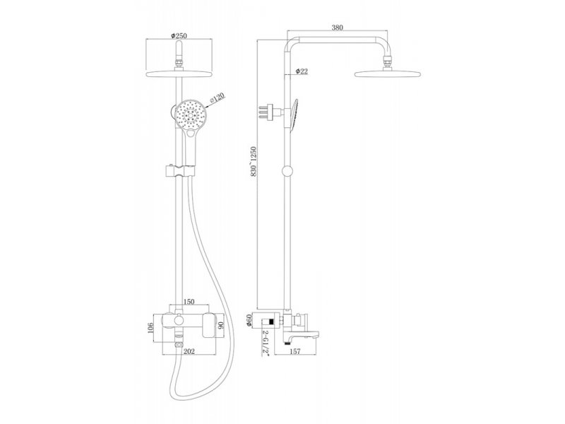 Купить Душевая система Bravat Riffle F6336370CP-A-RUS со смесителем