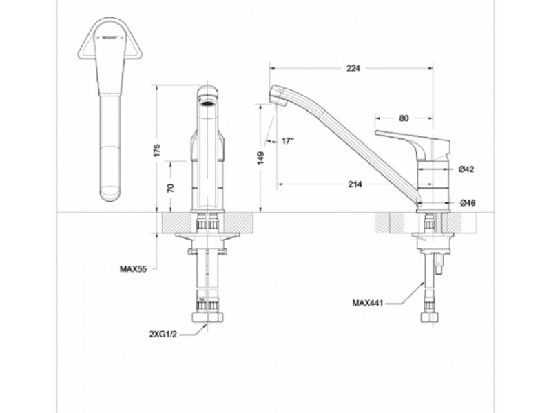 Купить Смеситель Bravat Vega F7119177CP-1 для кухонной мойки, хром