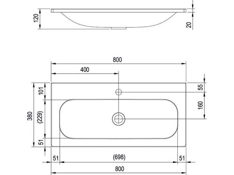 Купить Мебельная раковина Ravak Ring 80 см, белый, XJK01180000