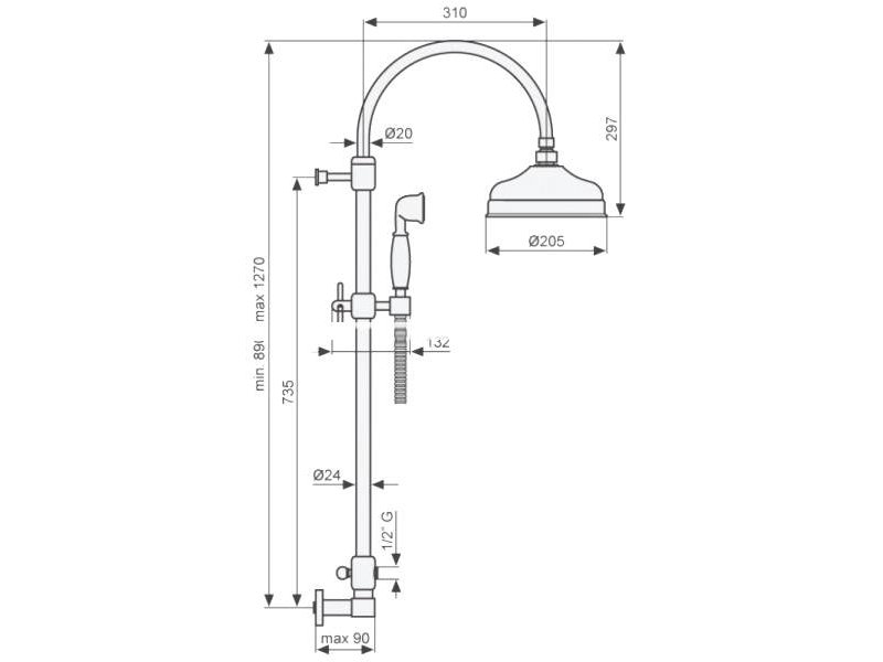 Купить Душевой комплект Emmevi Deco Classic C02594ECO, хром/золото