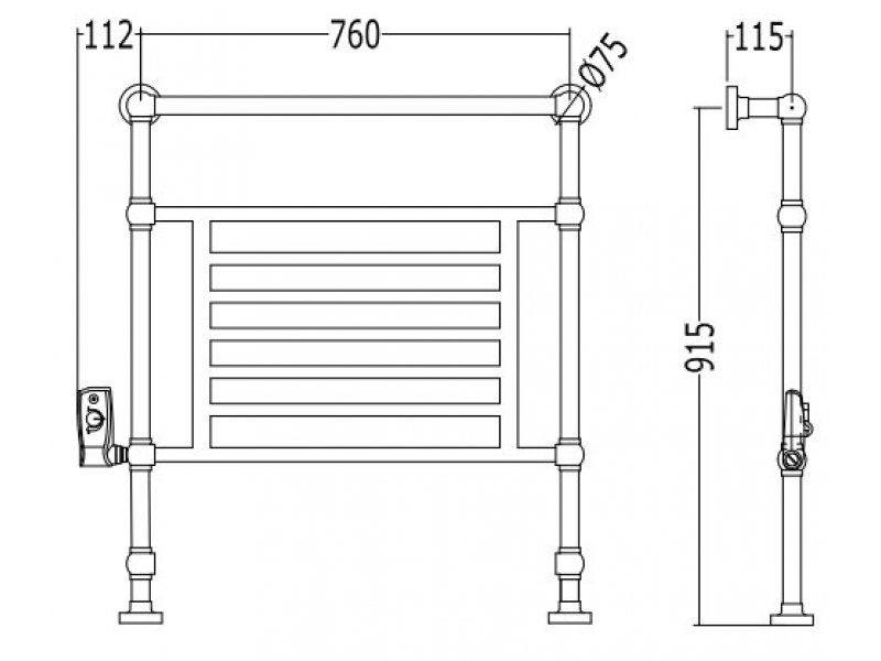 Купить Полотенцесушитель Devon&Devon Jupiter 2, PRJ2CREL 75 x 90 см, хром