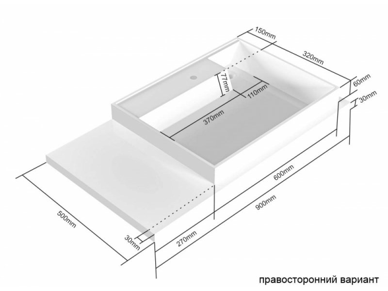 Купить Раковина над стиральной машиной СаНта Юпитер 90 х 50 см, левый, 900128