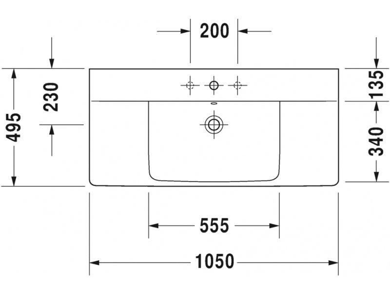 Купить Раковина для мебели Duravit P3 Comforts 2332100000 105 x 50 х 16 см накладная, белый