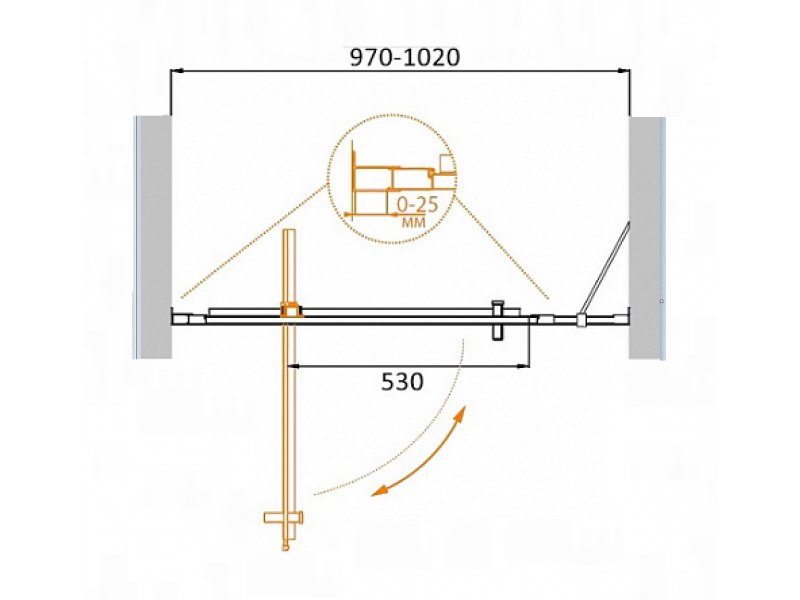 Купить Душевая дверь Cezares Molveno-BA-11-80+20-C-Cr-IV, 100 x 190 см, стекло прозрачное, хром