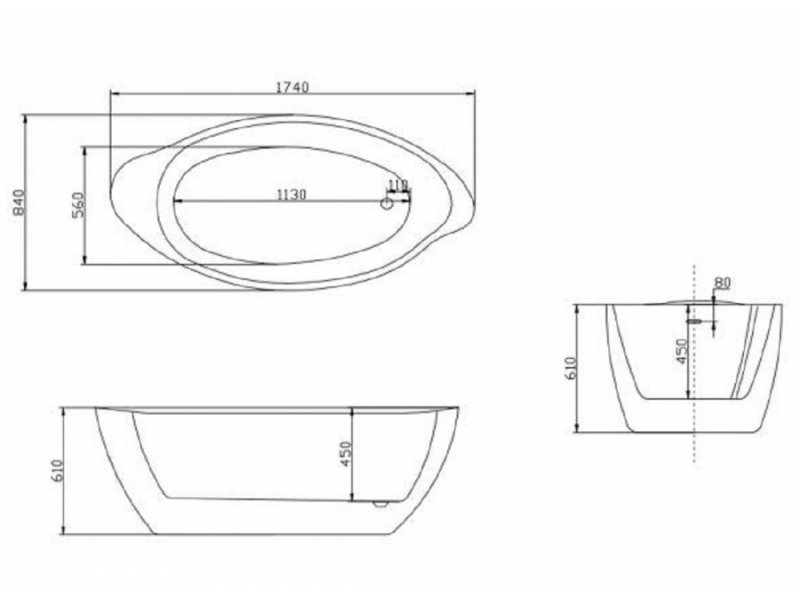 Купить Акриловая ванна Lagard Versa Black Agate lgd-vsa-ba 174 x 84 см