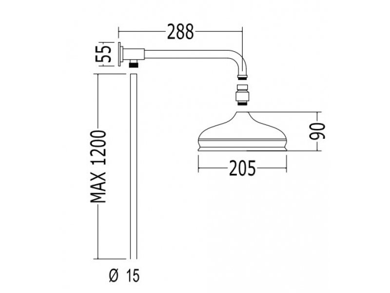 Купить Верхний душ Devon&Devon AQK32CR, 205х205 мм, 1 режим струи, с держателем, хром