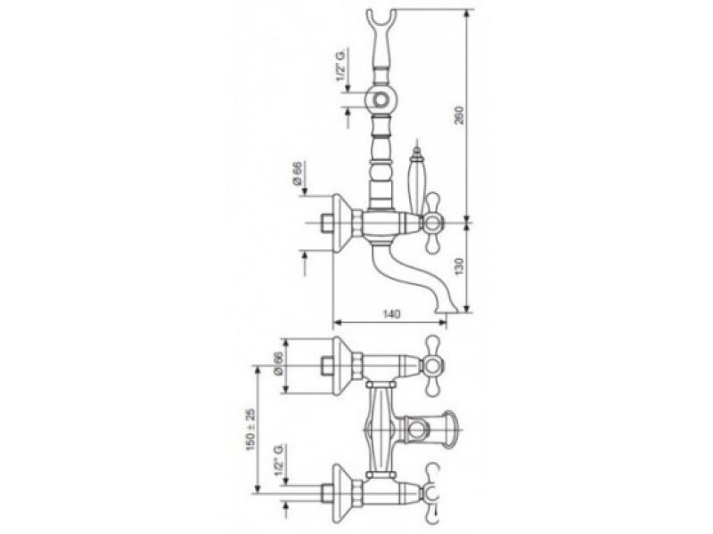 Купить Смеситель для ванны и душа Emmevi Deco Ceramic 121611OR, золото