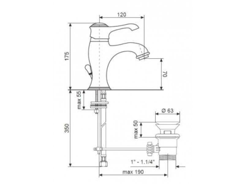 Купить Смеситель для раковины Emmevi Tiffany 6003OR, золото