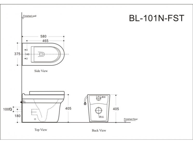 Купить Приставной унитаз Aquanet Nova-F BL-101N-FST (203340) Rimless, с крышкой-сиденьем Soft Close - Slimseat BL-005, безободковый