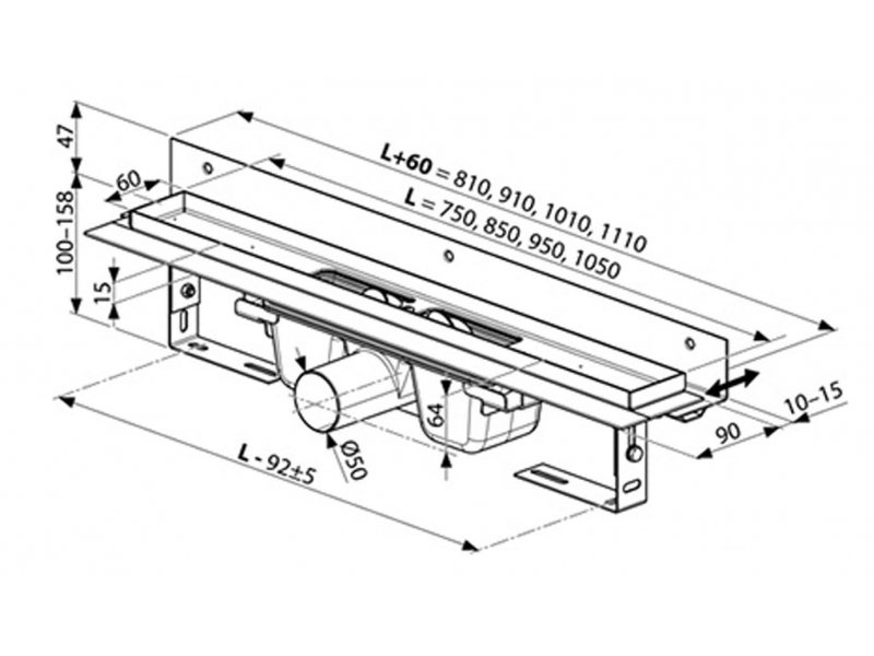 Купить Душевой канал Ravak OZW 10, 85 см, X01629