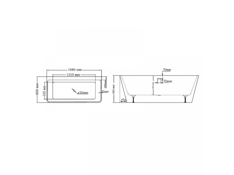 Купить Акриловая ванна Lagard Vela Treasure Gold 168 x 80 см