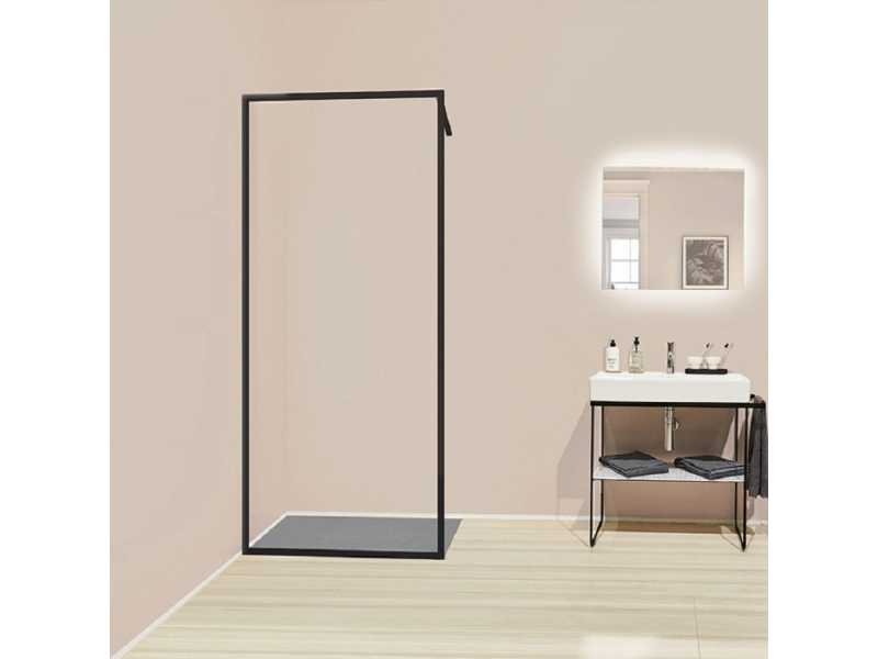 Купить Душевое ограждение Kermi WALK-IN Dark Edition XD WW4 10020 3PK, 98-100 x 200 см с фиксированной панелью черный soft+ прозрачное стекло + Kermiclean