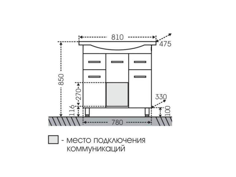 Купить Тумба под раковину СаНта Эльбрус 80 201115, цвет белый