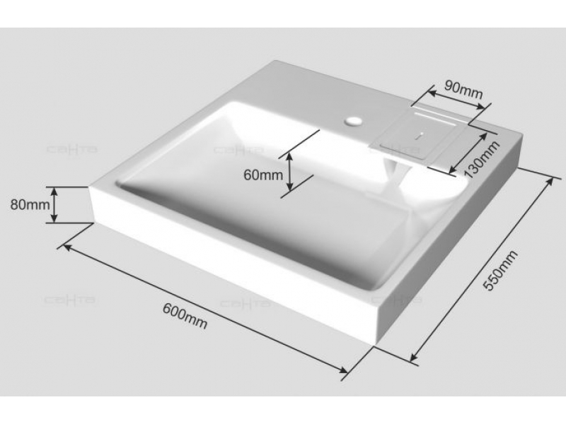Купить Раковина Санта Лидер 60 x 55 см, 900118 над стиральной машиной с кронштейнами