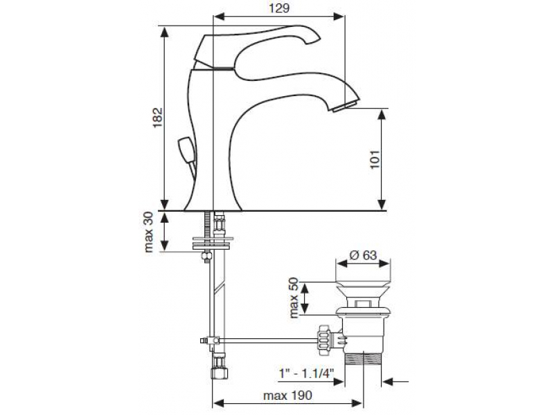 Купить Смеситель для раковины Emmevi Ares 76003OR, золото