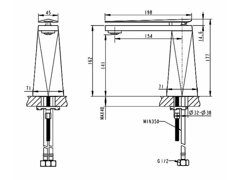 Купить Смеситель Bravat Diamond F118102C-2-RUS для раковины, хром