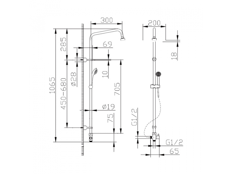 Купить Душевой гарнитур Bravat FIT S D283CP-2A-RUS с верхним душем