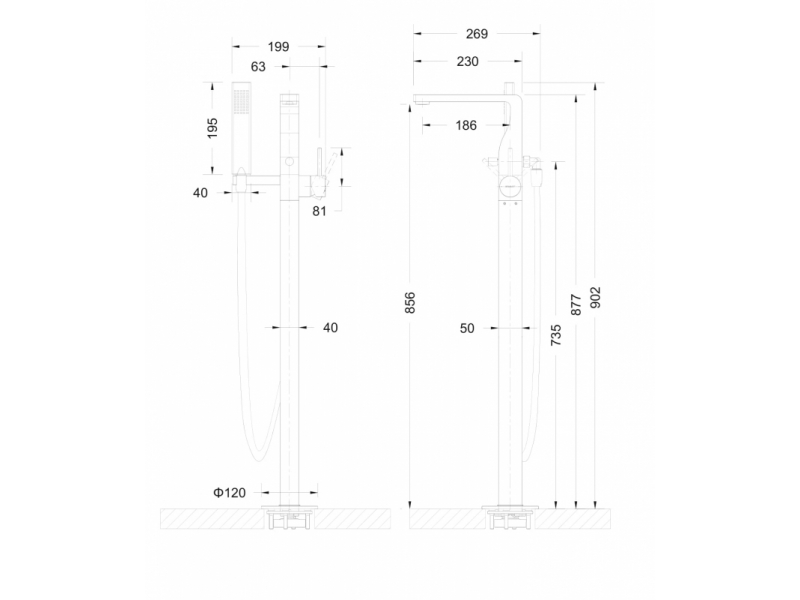 Купить Смеситель Bravat Arc F66061K-B3-ENG напольный, черный