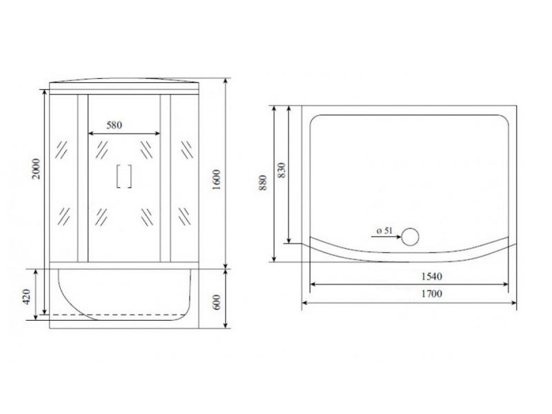 Купить Душевая кабина Timo Standart Т-6670 Black 170 x 88 см, с крышей, черный