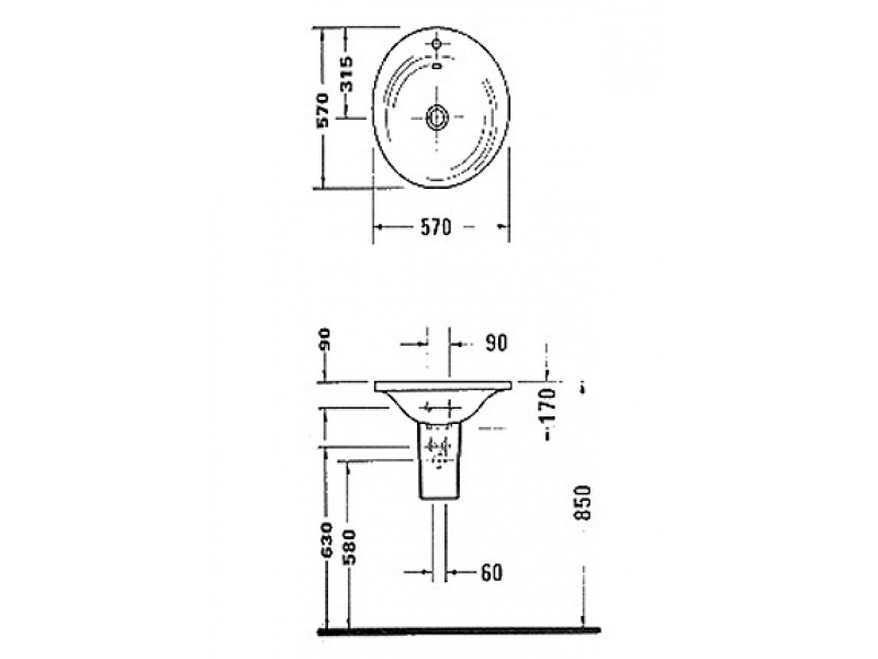 Купить Раковина Duravit Starck 1 0405570 57*57 см