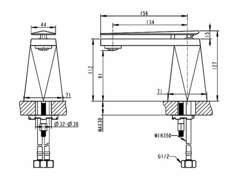 Купить Смеситель Bravat Diamond F118102G-1-RUS для раковины, цвет золото