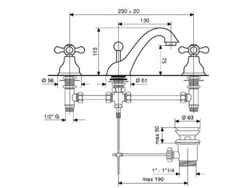 Купить Смеситель для раковины Emmevi Deco Classic 12033OR, золото