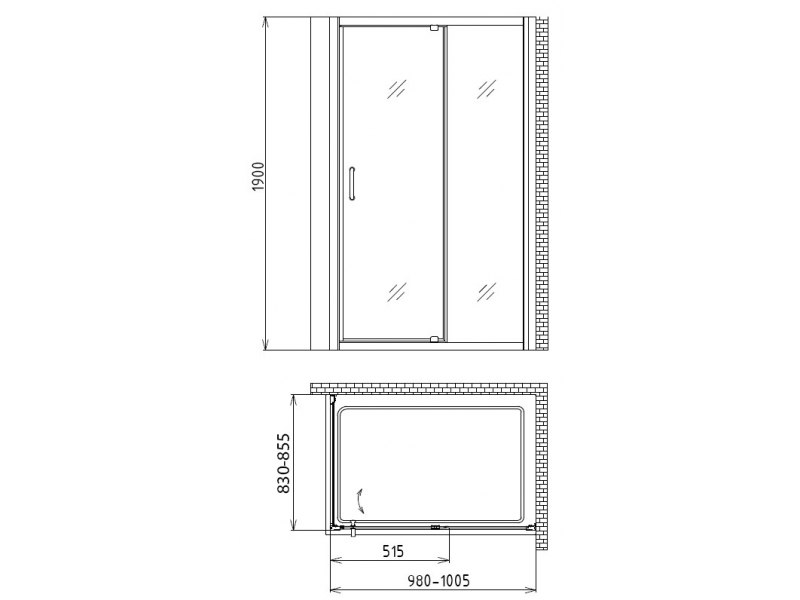 Купить Душевой уголок Gemy Sunny Bay S28131A-A85 (S28191A + A85), 100 х 85 х 190 см, стекло прозрачное