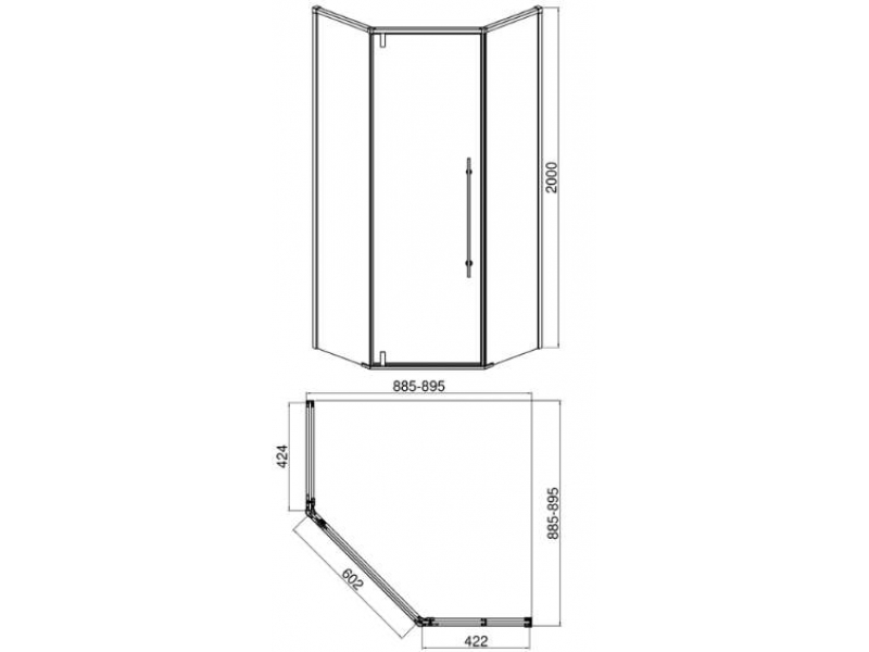 Купить Душевой уголок Bravat Stream BS090.6112S, 90 x 90 x 215 см, двери распашные, стекло прозрачное, хром